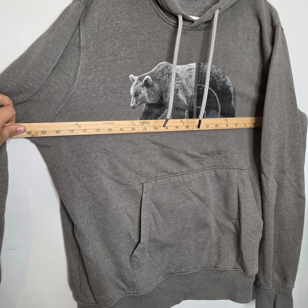 The North Face Mens Gray Grizzly Bear Logo Graphic Pullover Hoodie XL